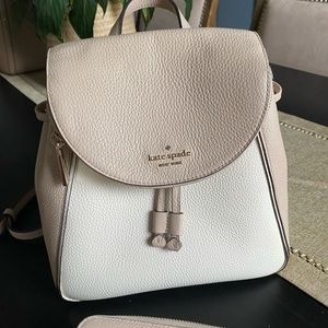 Kate spade backpack purse and wallet white and beige